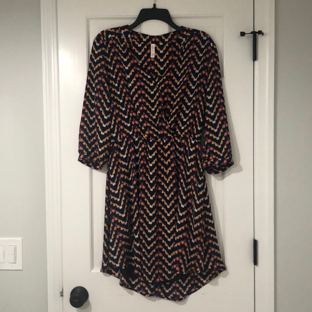 Xhilaration Blue Orange Geometric Print Dress
